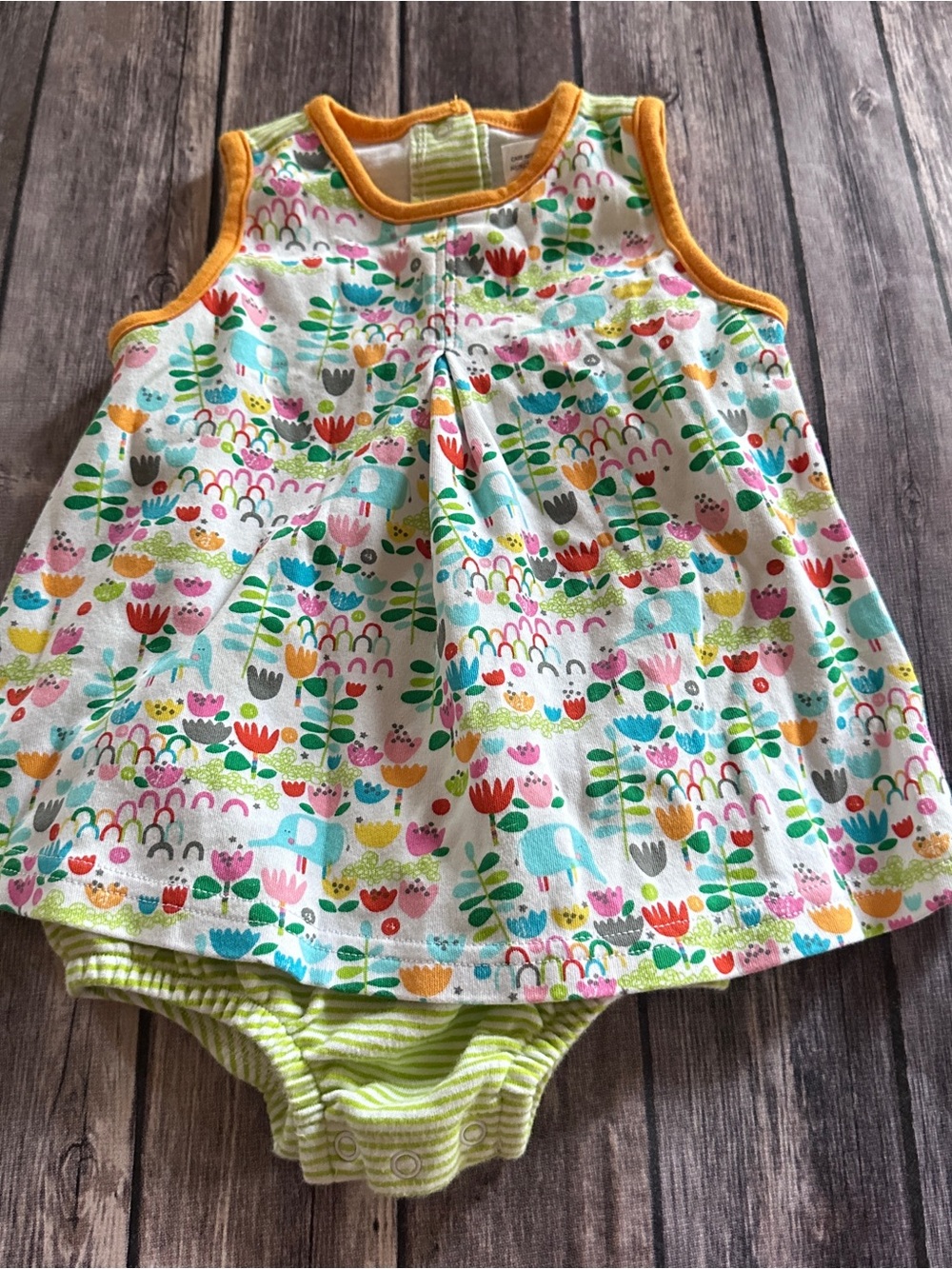 Zutano elephant floral romper dress vguc but name on tag 18m